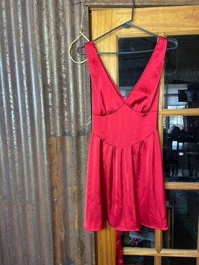 Hello Molly Red V-Neck Mini Dress